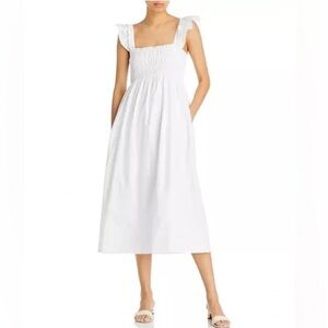 French Connection White Cotton Smocked Maxi Dress size 2 XS excellent condition